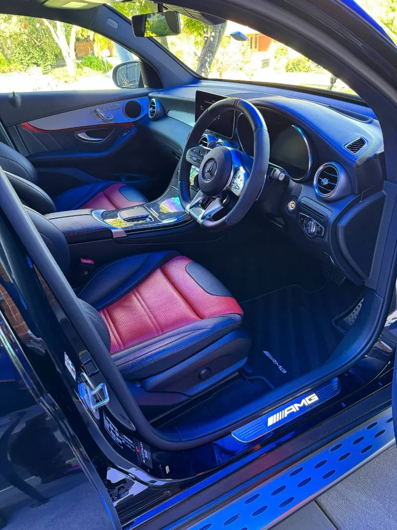 Mercedes GLC63S AMG interior with carpet stripes